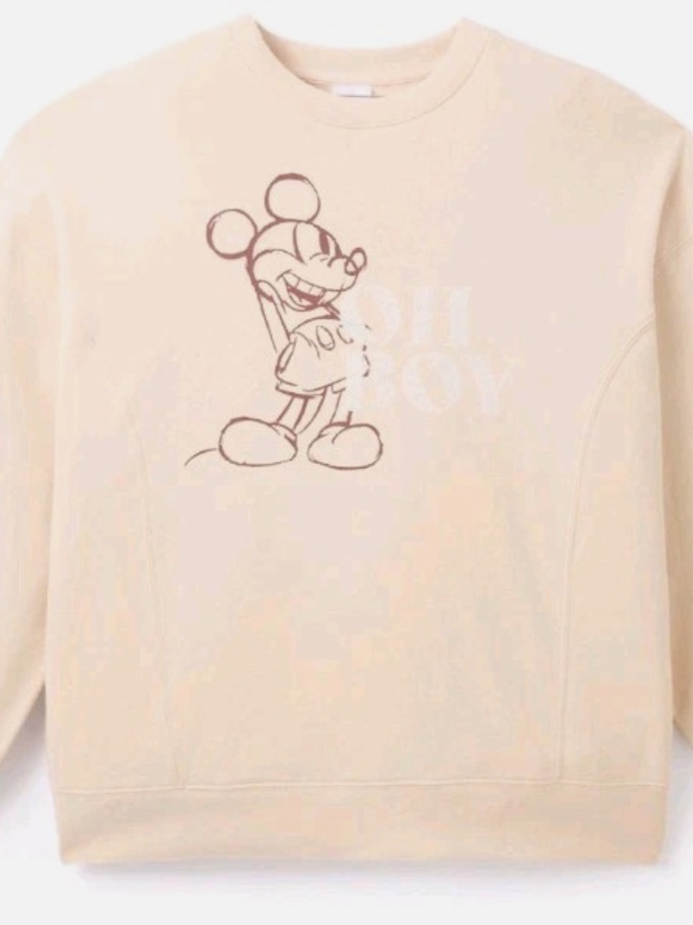 Disney Women’s Beige Crewneck Sweatshirt with Mickey Graphic